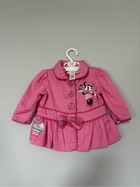 Y2K Inspired Baby Girl Disney Minnie Mouse Jacket 0-6 Months Peplum Pink Bow